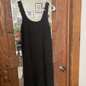 Black sleeveless dress with rainbow threading
